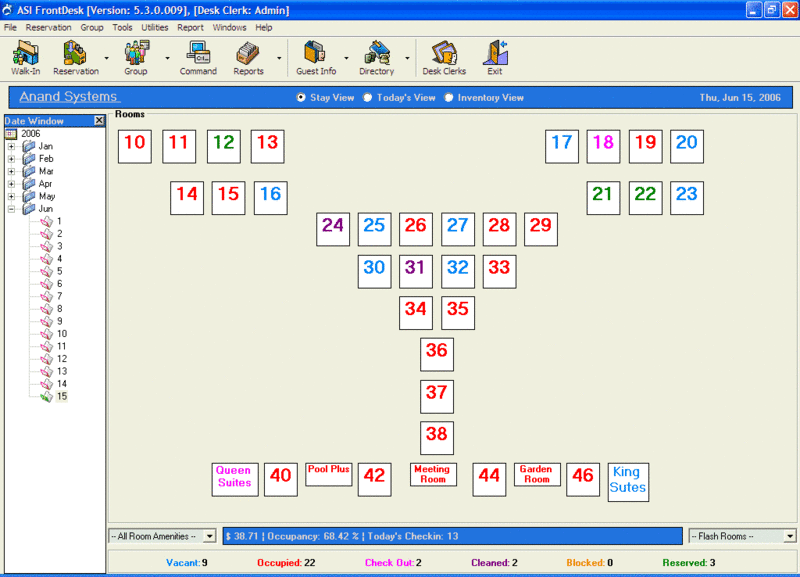 ASI FrontDesk Hotel Software Screenshot